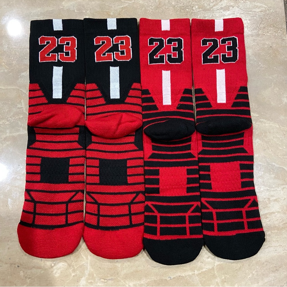 Michael Jordan Red and Black Athletic Basketball Elite Socks